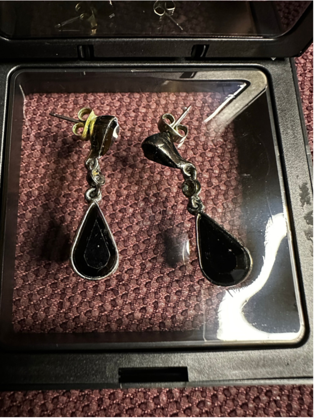 Givenchy Black and Silver Drop Earrings